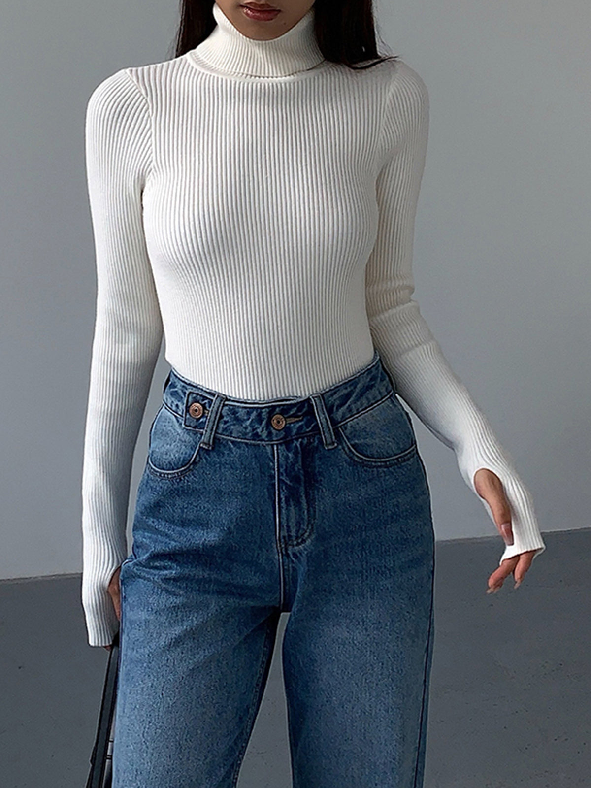 Jennifer | Ribbed Turtleneck Sweater with Slim Fit