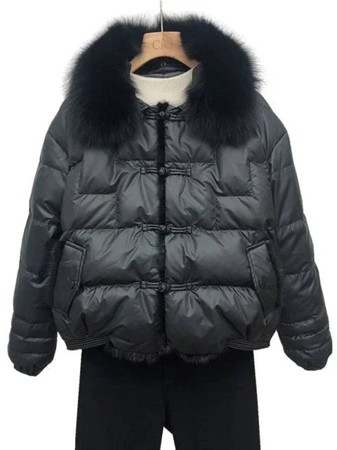 Charlotte | Cropped Puffer Jacket with Faux-Fur Collar