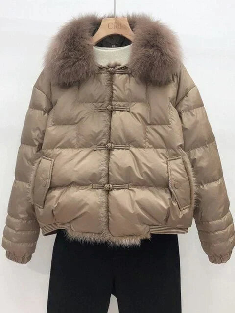 Charlotte | Cropped Puffer Jacket with Faux-Fur Collar