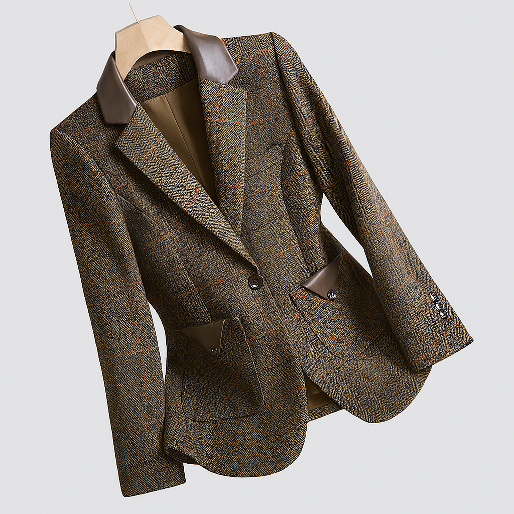 Evelyn | Tailored Checked Blazer with Single-Button Closure
