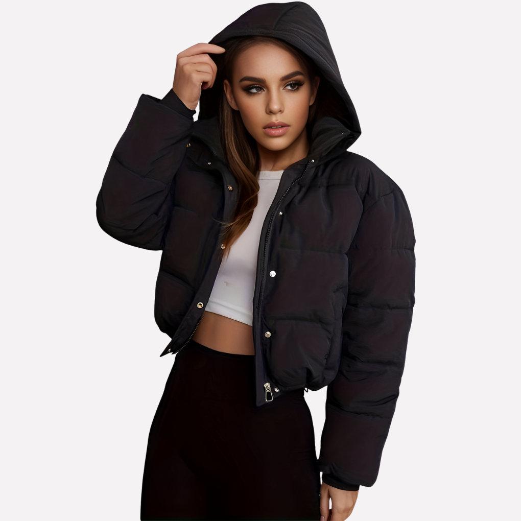Quiana | Short Hooded Jacket with Front Zipper