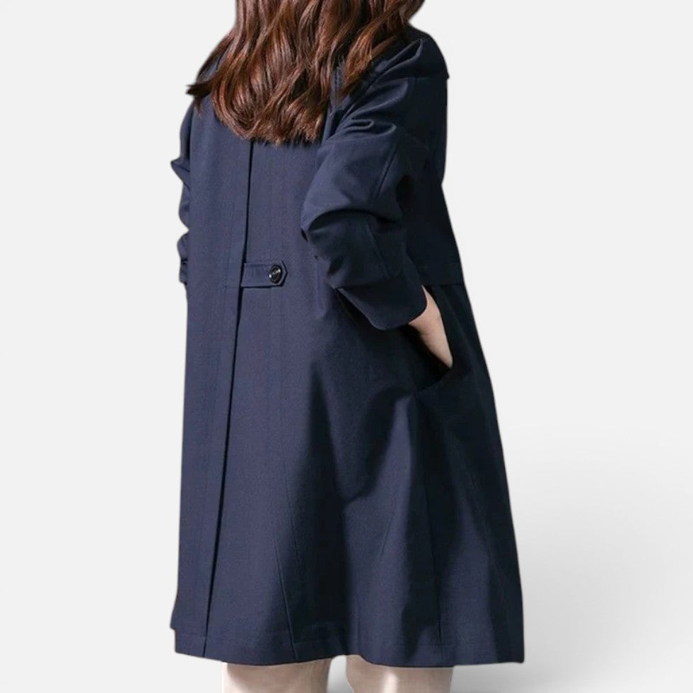 Serena | Elegant Long Trench Coat with Button Closure