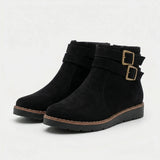 Verna | Black Ankle Boots with Double Buckle Details