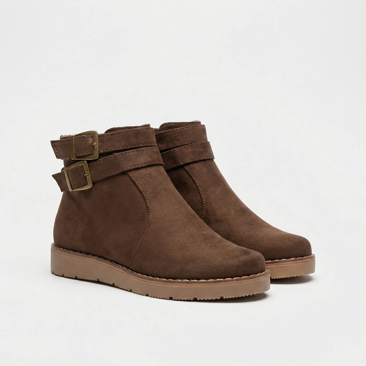 Verna | Black Ankle Boots with Double Buckle Details