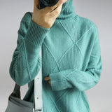 Elara | Women's Turtleneck Sweater with Classic Argyle Pattern