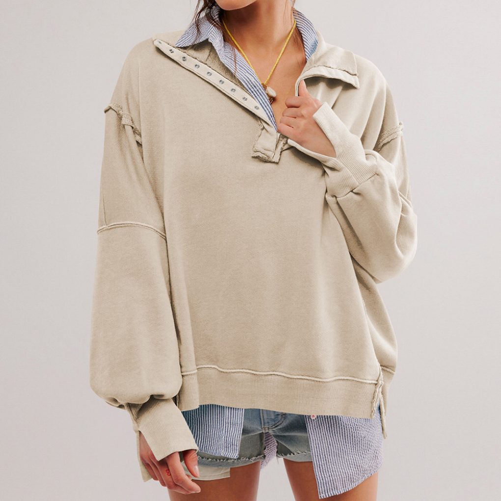 Daphne | Oversized Henley Pullover for Women