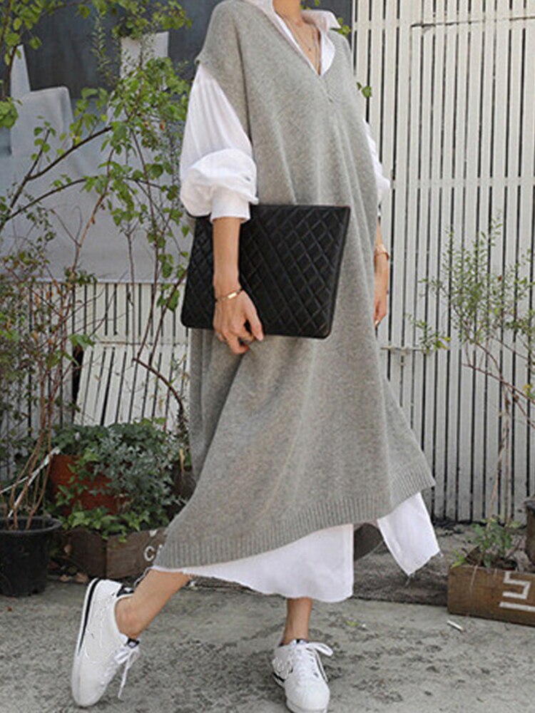 Nessa | Relaxed V-Neck Knit Dress for Women