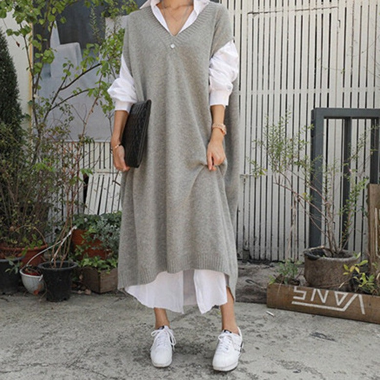 Nessa | Relaxed V-Neck Knit Dress for Women