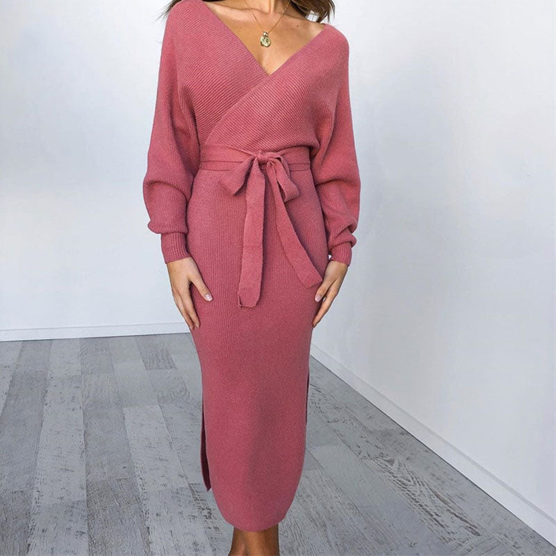 Naomi | Elegant Belted Knit Dress for Women