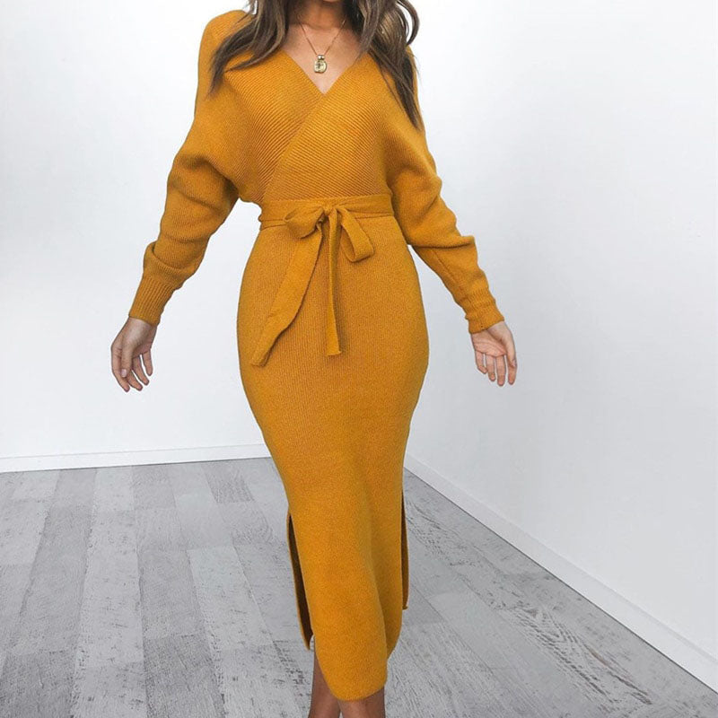 Naomi | Elegant Belted Knit Dress for Women