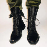 Esther | Women's Lace-Up Ankle Boots with Flat Sole and Leather Look