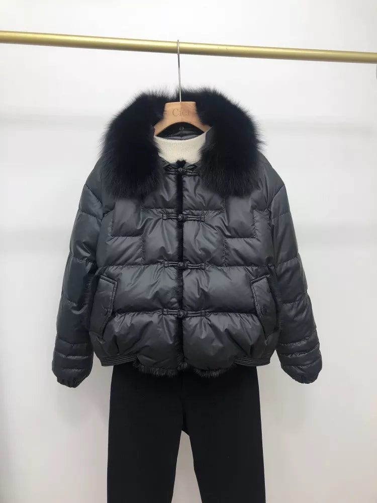 Charlotte | Cropped Puffer Jacket with Faux-Fur Collar