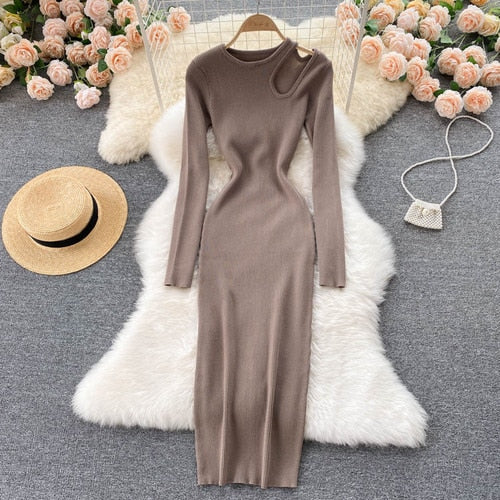 Quinn | Elegant Off-Shoulder Knit Dress