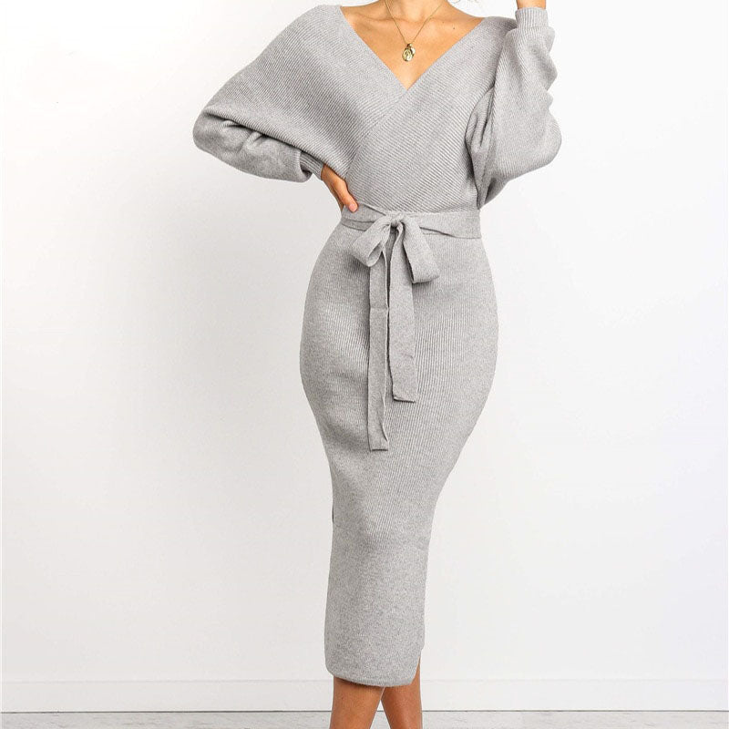 Naomi | Elegant Belted Knit Dress for Women