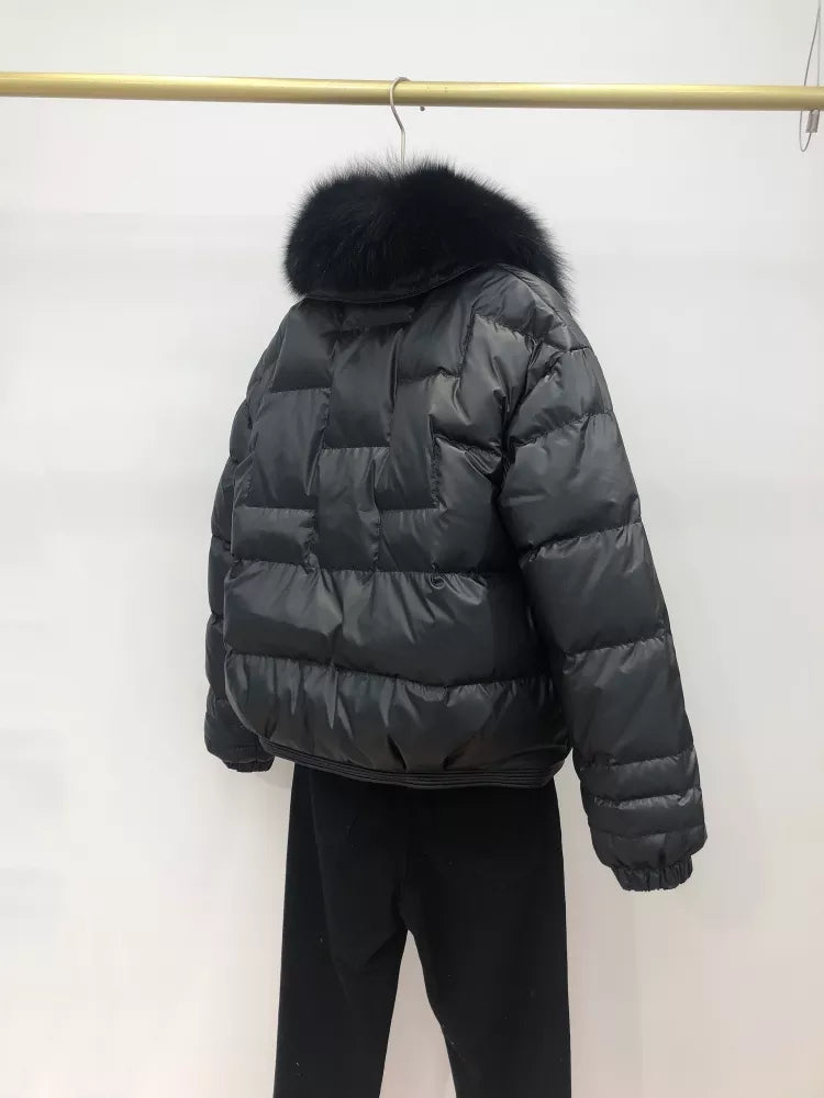 Charlotte | Cropped Puffer Jacket with Faux-Fur Collar