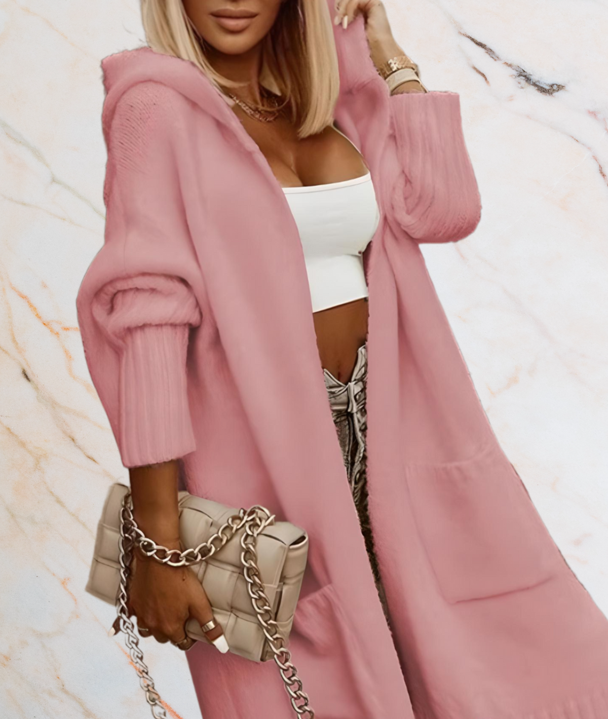 Raven | Long Oversized Open-Front Sweater with Deep Pockets
