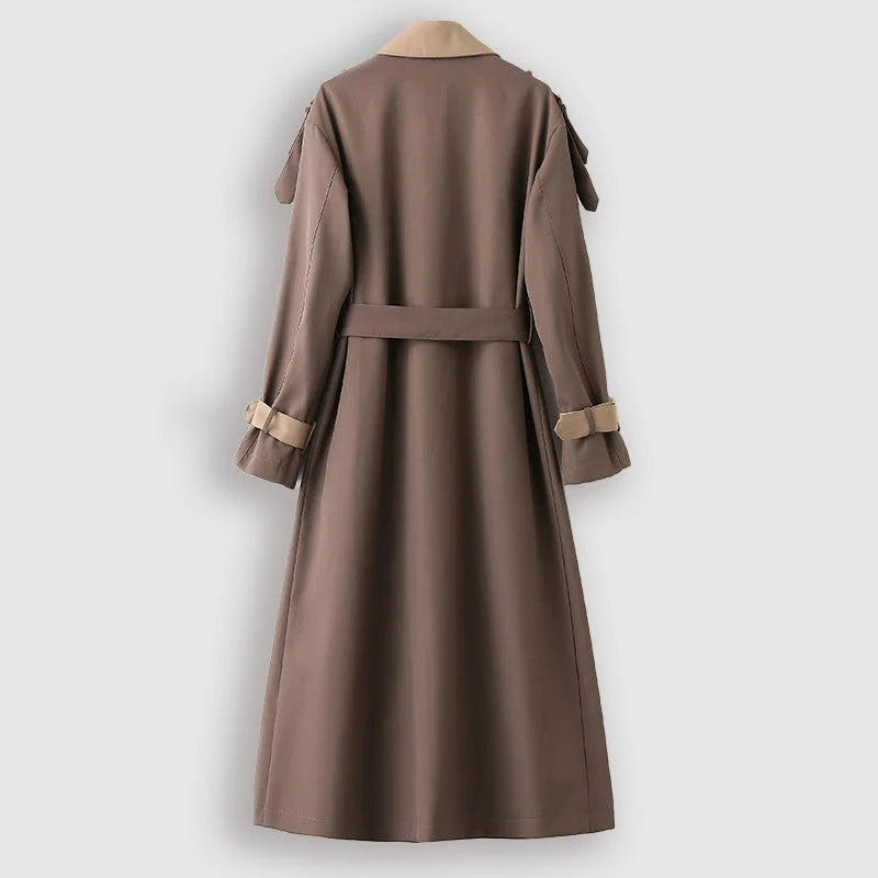 Amelia | Elegant Long Trench Coat with Waist Belt