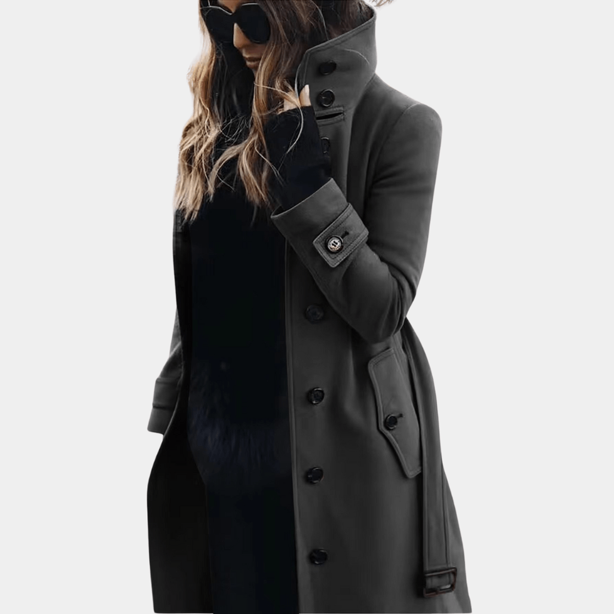Alicia | Long Tailored Trench Coat with Quilted Lining