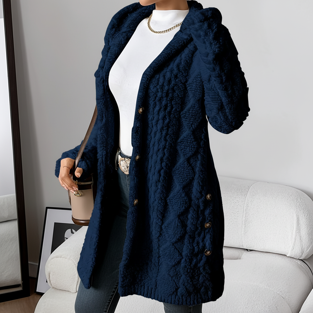 Olivia | Women's Longline Knit Cardigan with Button Closure