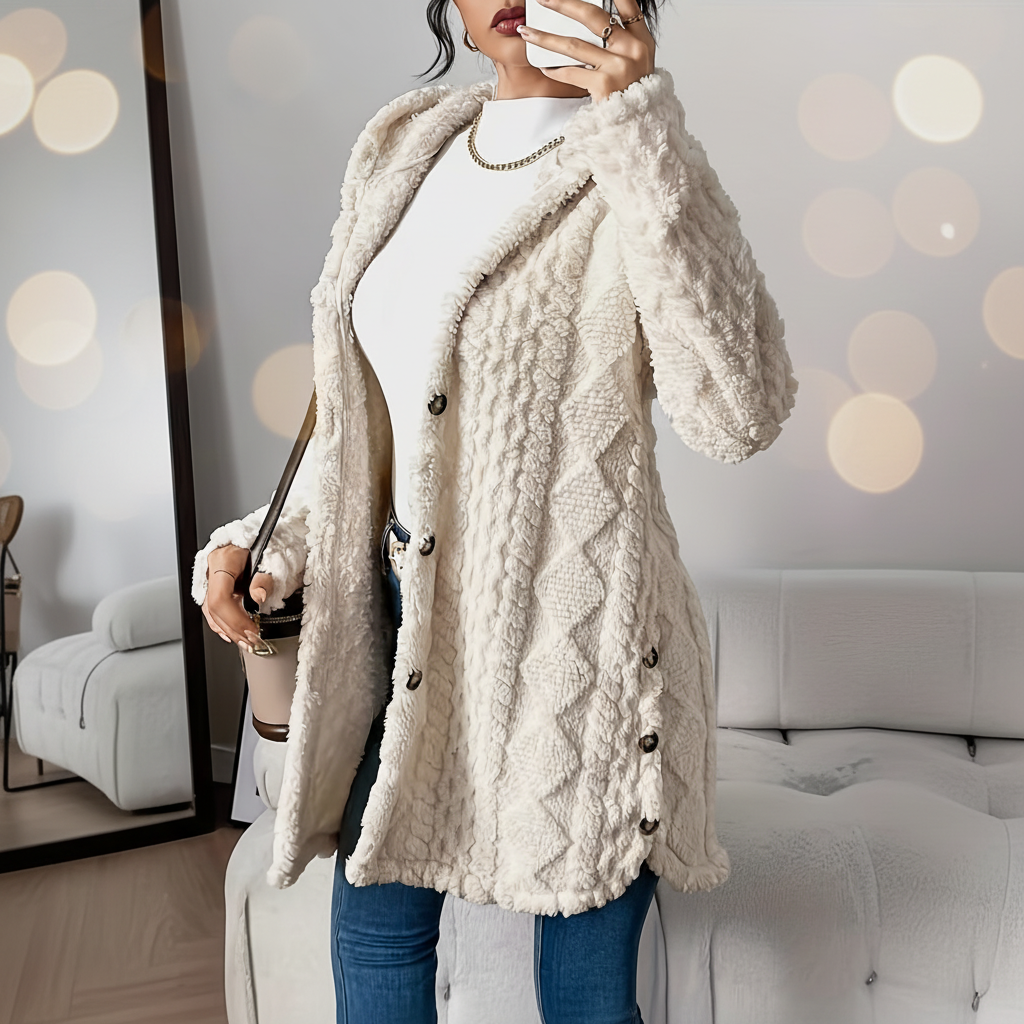 Olivia | Women's Longline Knit Cardigan with Button Closure