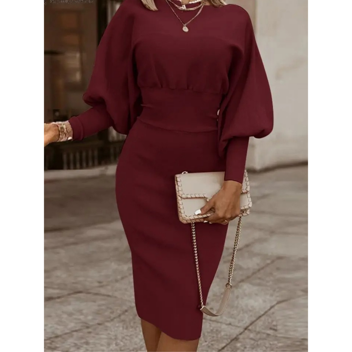 Keira | Elegant Lantern-Sleeve Cocktail Dress