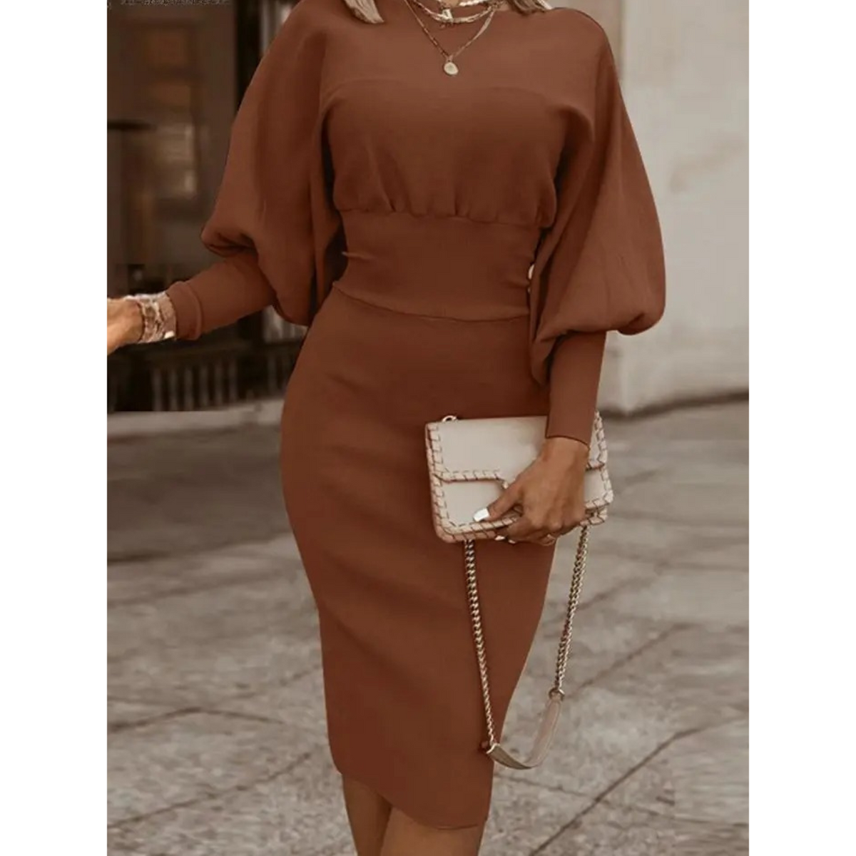 Keira | Elegant Lantern-Sleeve Cocktail Dress