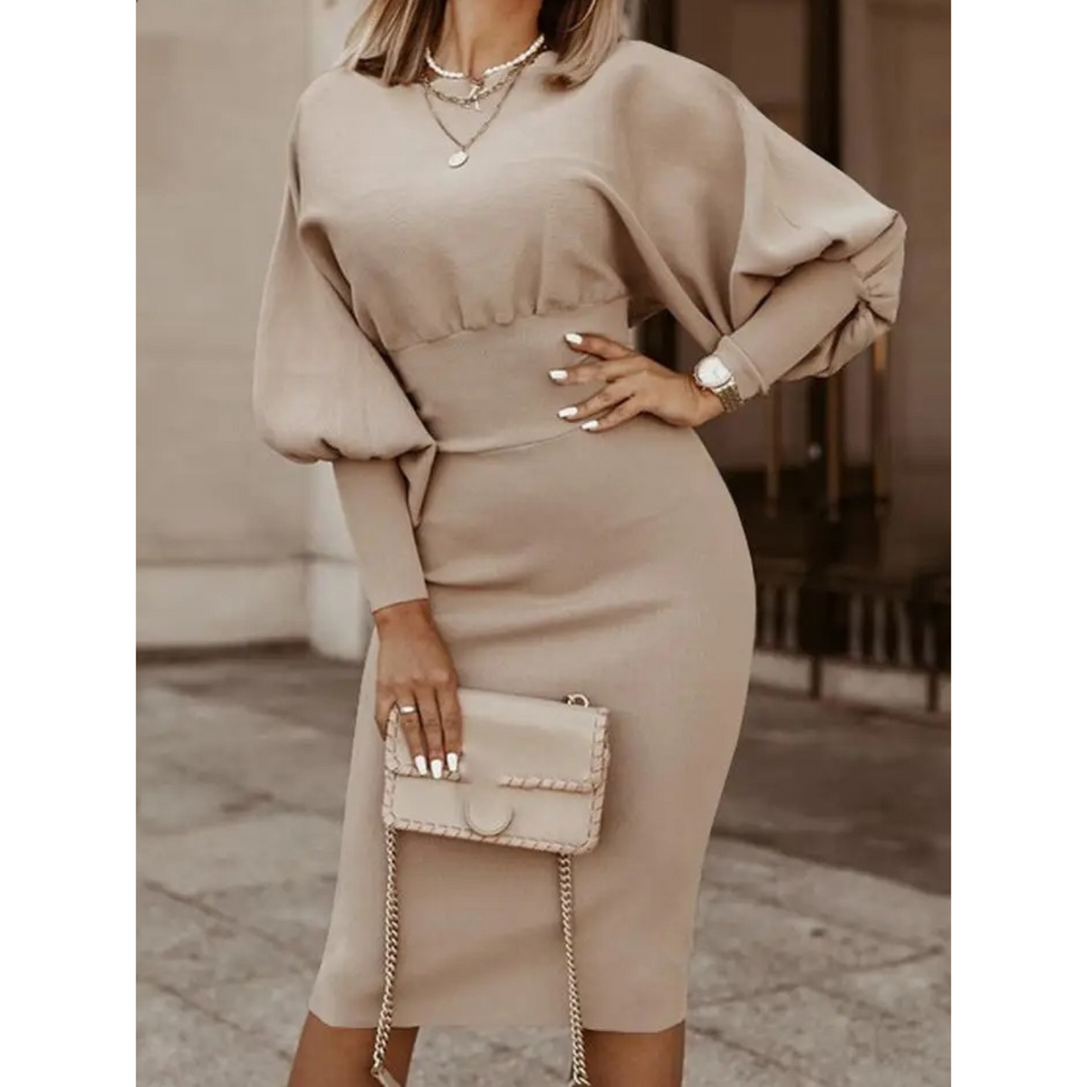 Keira | Elegant Lantern-Sleeve Cocktail Dress