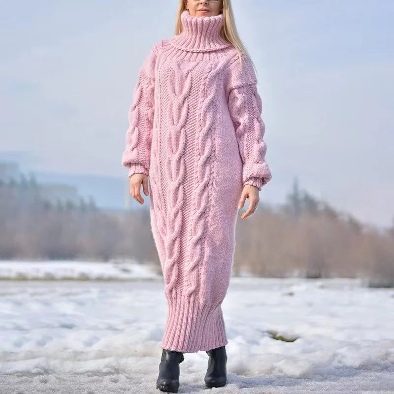 Phoebe | Cozy Cable-Knit Turtleneck Sweater Dress