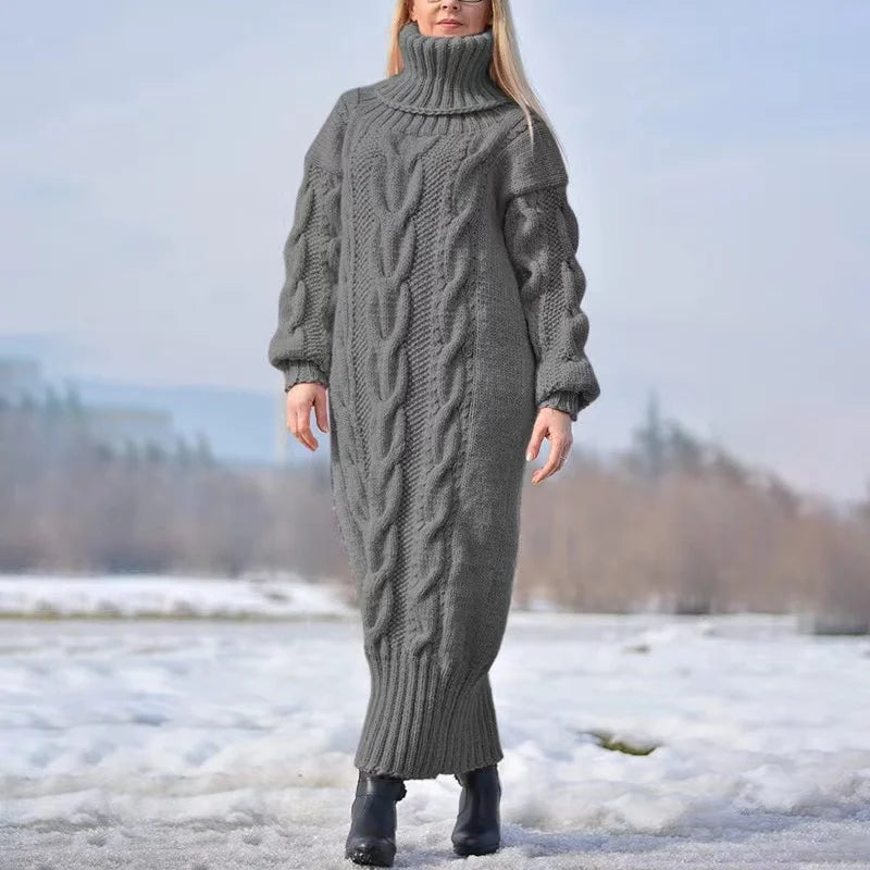 Phoebe | Cozy Cable-Knit Turtleneck Sweater Dress