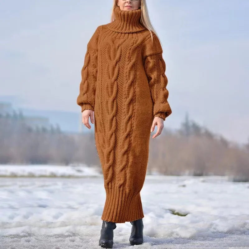 Phoebe | Cozy Cable-Knit Turtleneck Sweater Dress