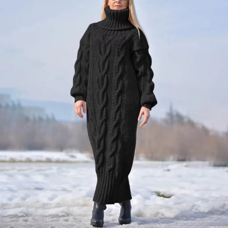 Phoebe | Cozy Cable-Knit Turtleneck Sweater Dress