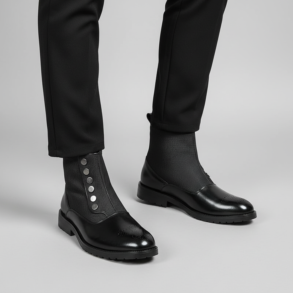 Julius | Black Ankle Boots with Decorative Button Details