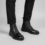 Julius | Black Ankle Boots with Decorative Button Details