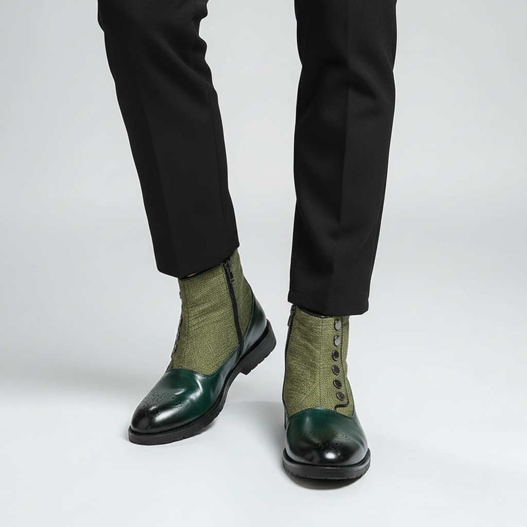Julius | Black Ankle Boots with Decorative Button Details