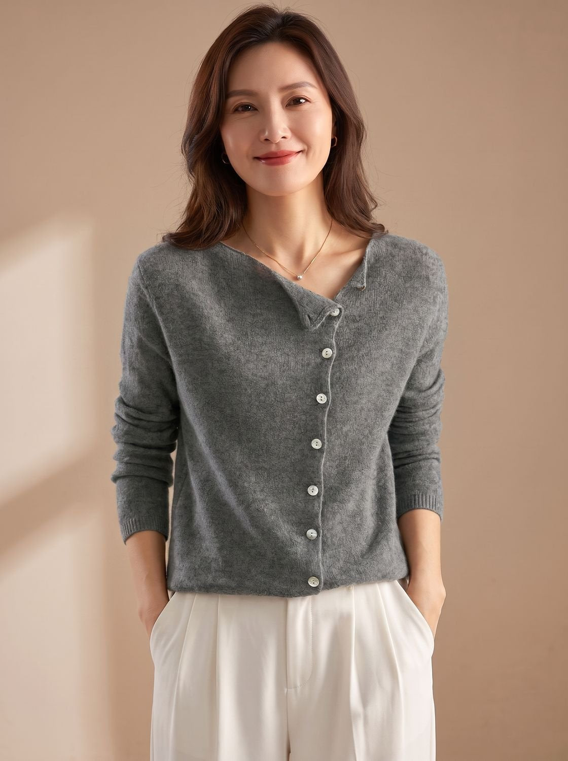 Elowen | Women's Asymmetrical Button-Front Cardigan