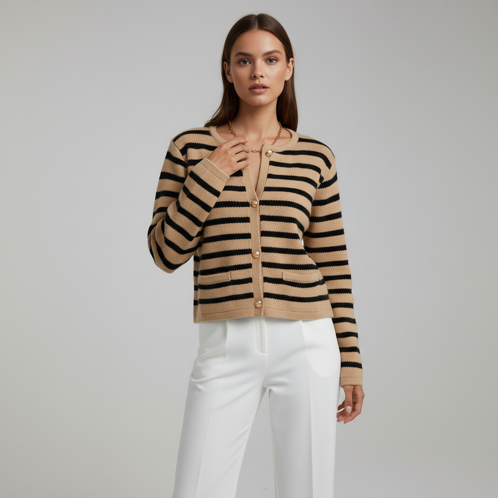 Natalie | Women's Striped Knit Cardigan with Relaxed Fit
