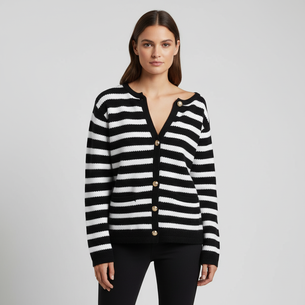 Natalie | Women's Striped Knit Cardigan with Relaxed Fit