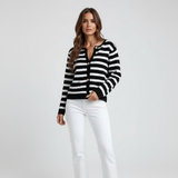 Natalie | Women's Striped Knit Cardigan with Relaxed Fit