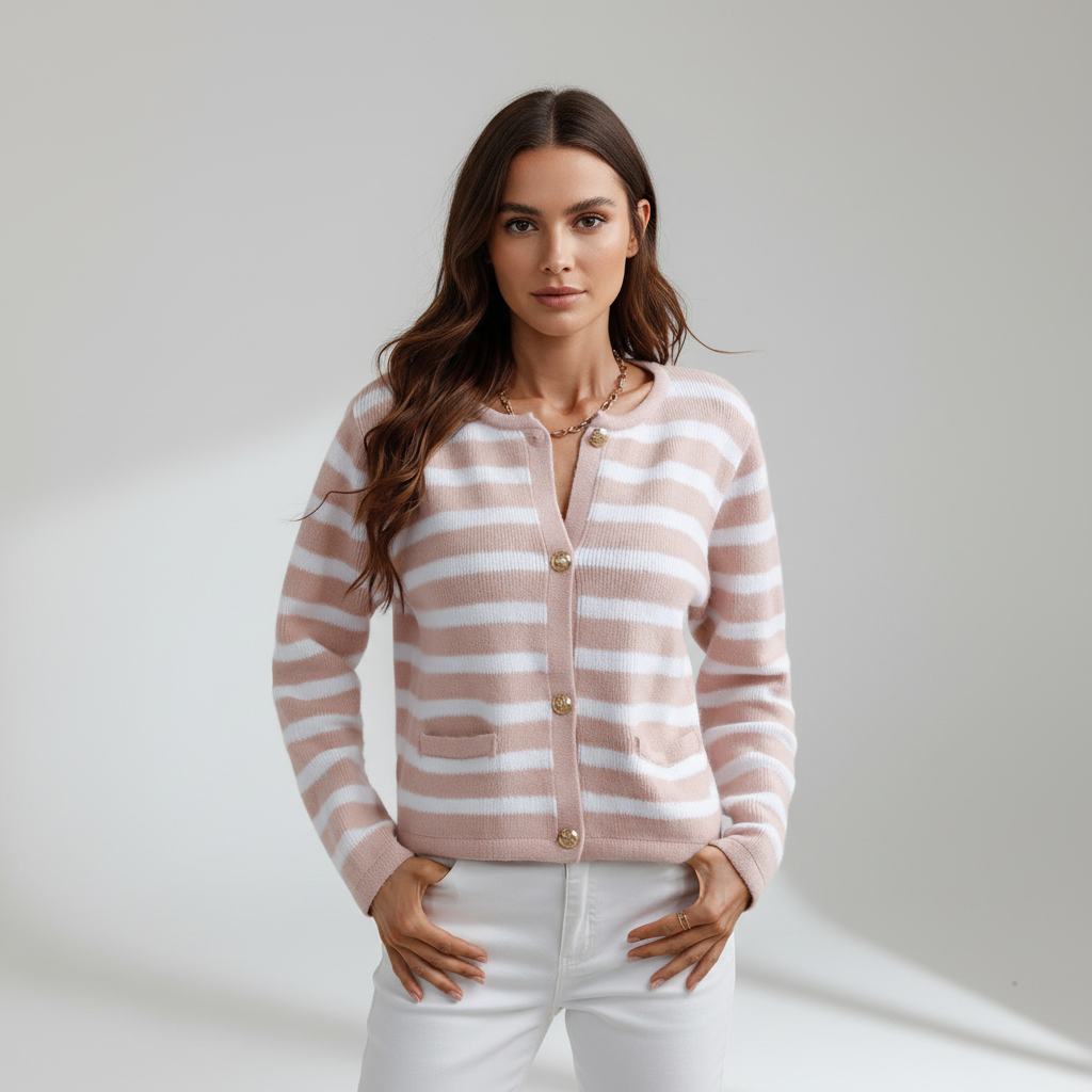 Natalie | Women's Striped Knit Cardigan with Relaxed Fit