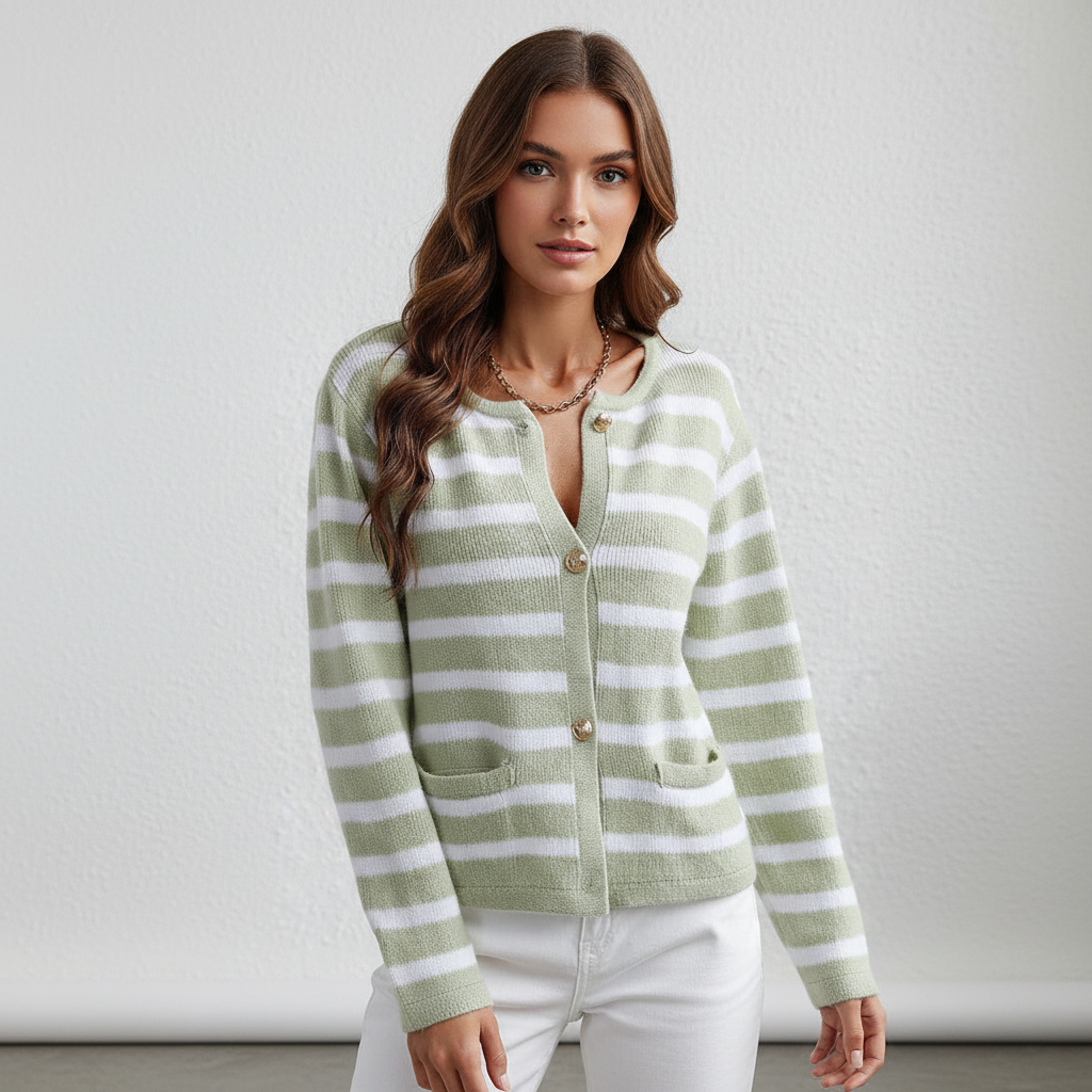 Natalie | Women's Striped Knit Cardigan with Relaxed Fit