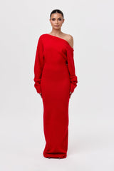 Rowan | Elegant Off-Shoulder Knit Maxi Dress