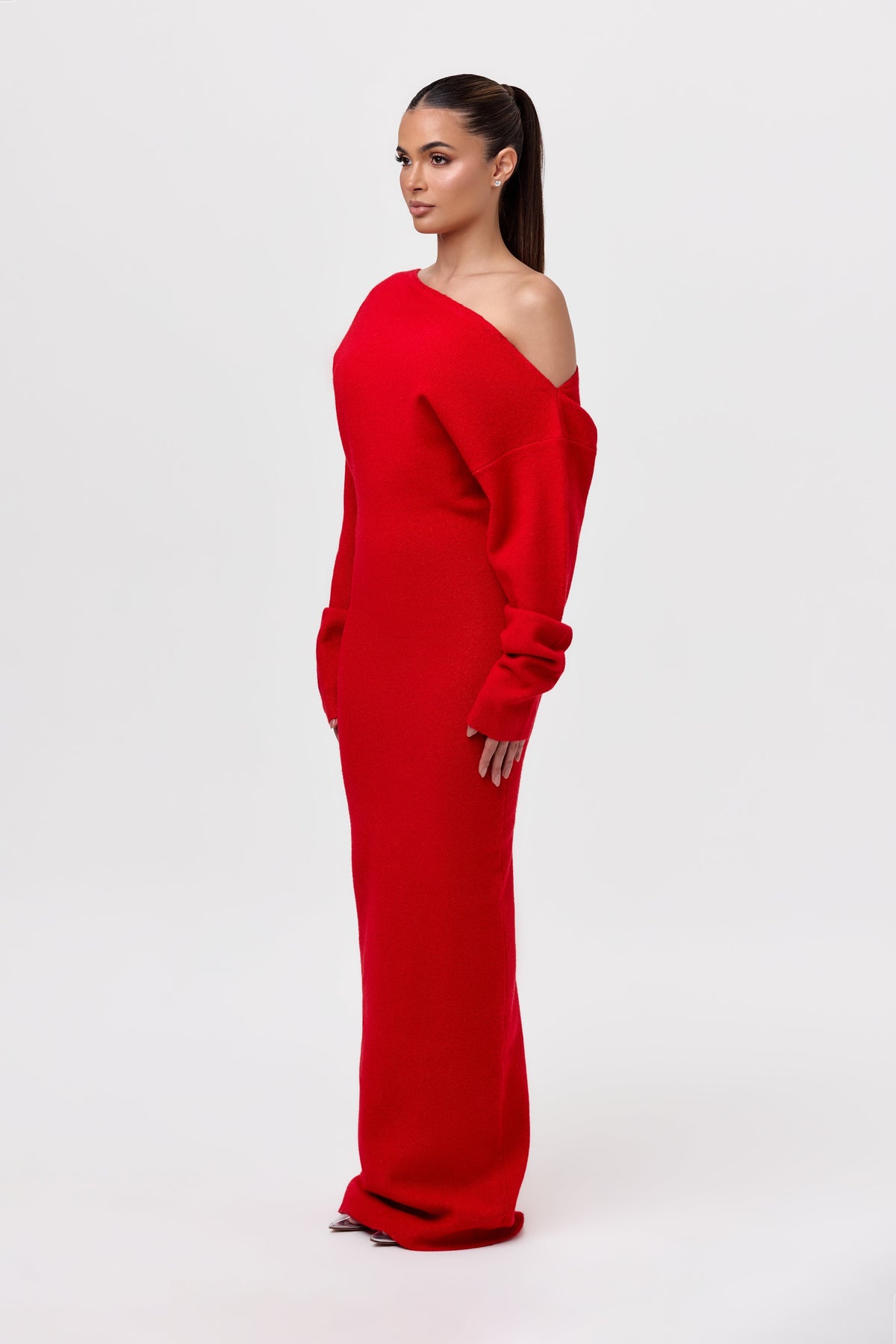 Rowan | Elegant Off-Shoulder Knit Maxi Dress