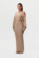 Rowan | Elegant Off-Shoulder Knit Maxi Dress