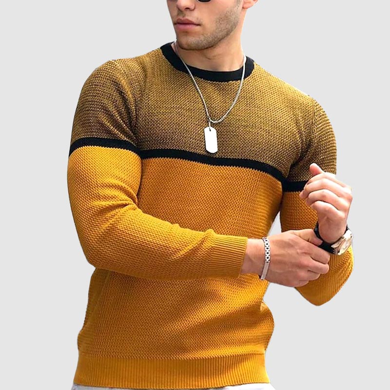 Adrian | Two-Tone Crew-Neck Knit Sweater for Men