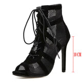 Isabella | Lace-Up Mesh High-Heel Ankle Boots for Women