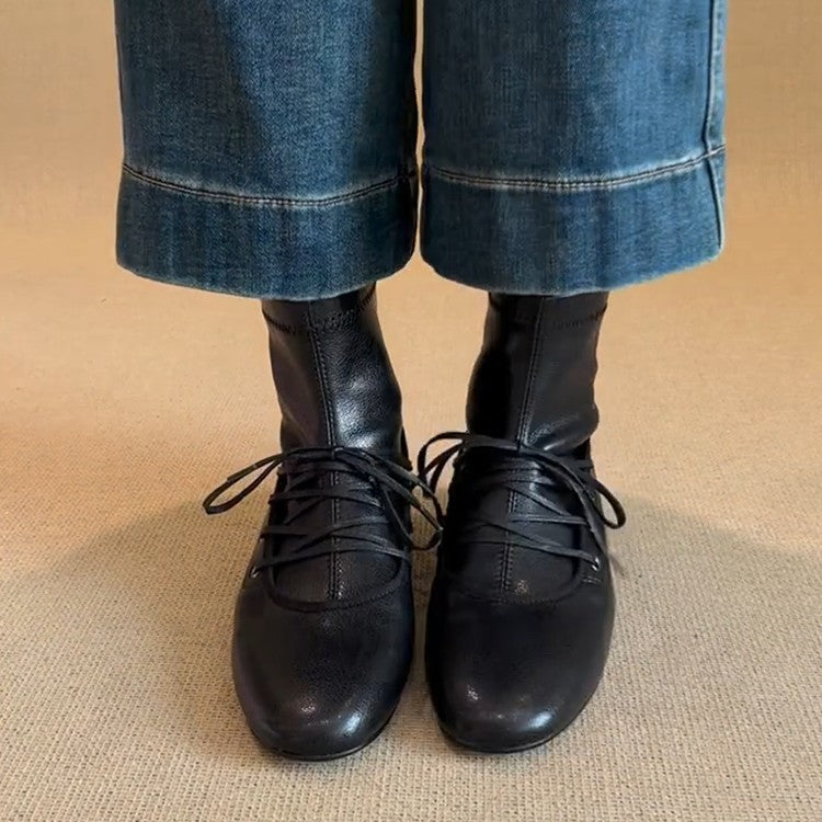 Madeline | Lace-Up Leather-Look Ankle Boots for Women