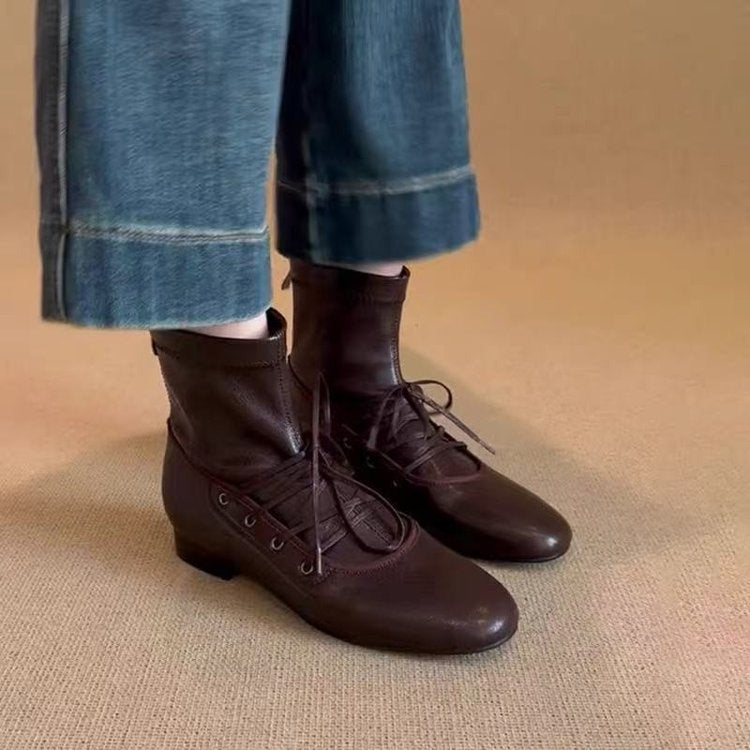 Madeline | Lace-Up Leather-Look Ankle Boots for Women