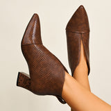 Elena | Women’s Pointed-Toe Ankle Boots with Block Heel
