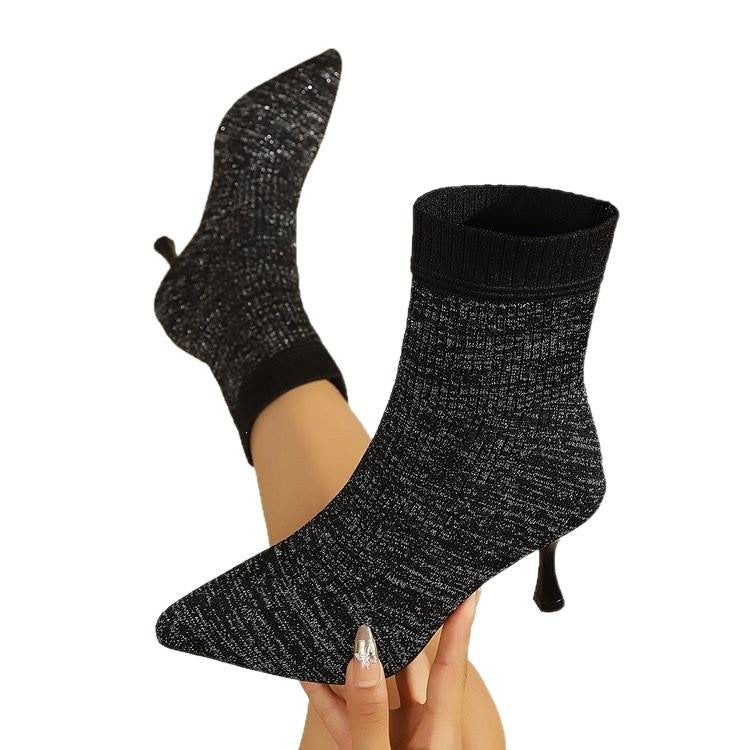 Chloe | Glitter Ankle Boots with Block Heel for Women