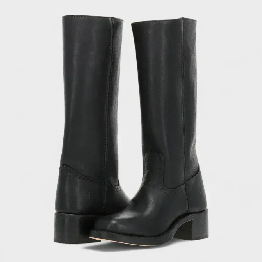 Livia | Women's Knee-High Boots with Retro Silhouette & Block Heel